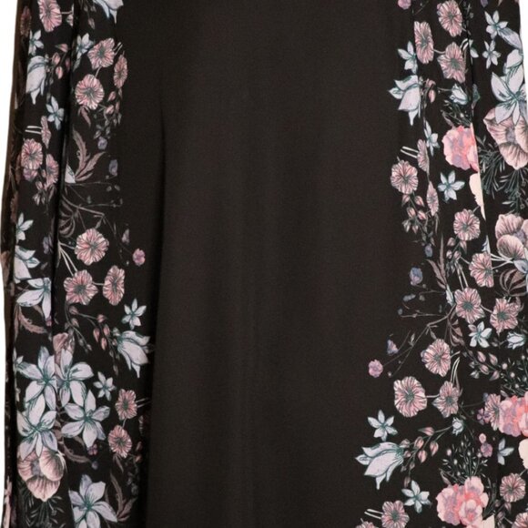 NICOLE MILLER WOMENS SIZE 10 FLORAL BLACK SHIRT/DRESS - Picture 3 of 3